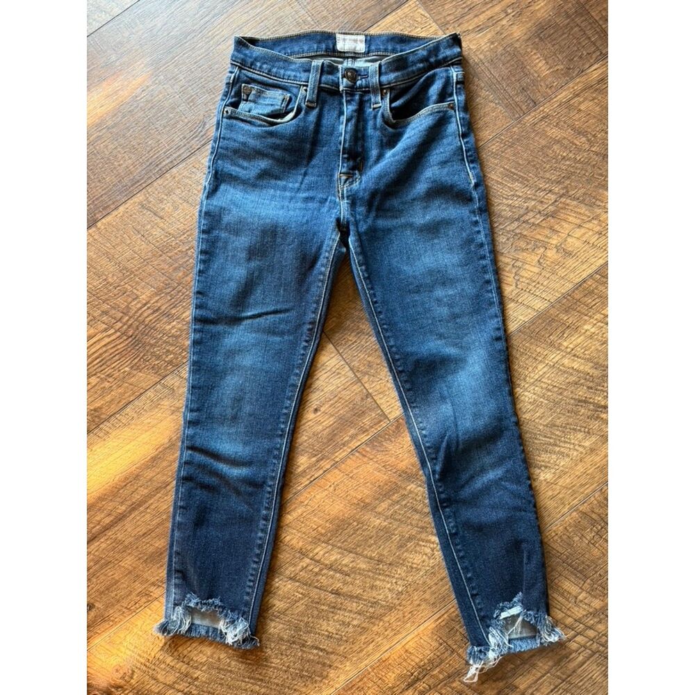 Hudson Dark Wash Skinny Jeans Raw Frayed Hem Size 24